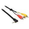 Delock Cable Stereo jack 3.5 mm 4 pin male angled 3 x RCA male 1.5 m