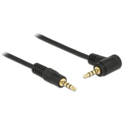 Delock kabel Stereo Jack 3.5 mm 4 pin samec samec úhlový 2 m černý