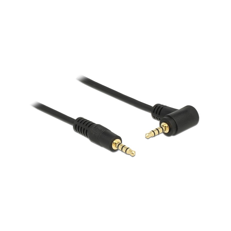 Delock kabel Stereo Jack 3.5 mm 4 pin samec samec úhlový 2 m černý