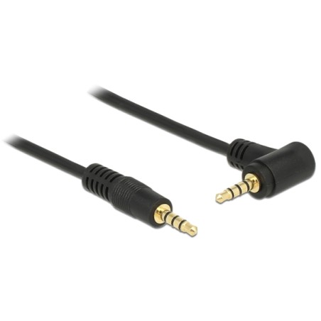 Delock kabel Stereo Jack 3.5 mm 4 pin samec samec úhlový 2 m černý