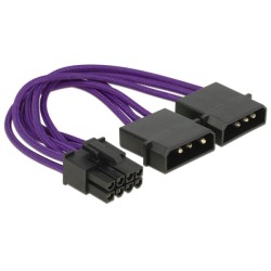 Delock napájecí kabel PCI Express 8 pin samec 2 x 4 pin samec textilní stínění fialové