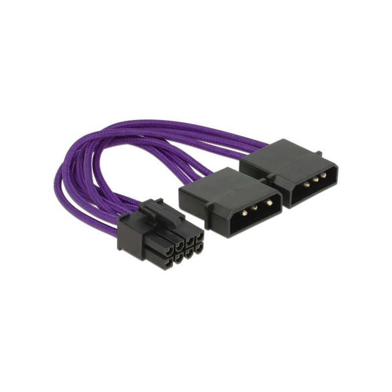Delock napájecí kabel PCI Express 8 pin samec 2 x 4 pin samec textilní stínění fialové