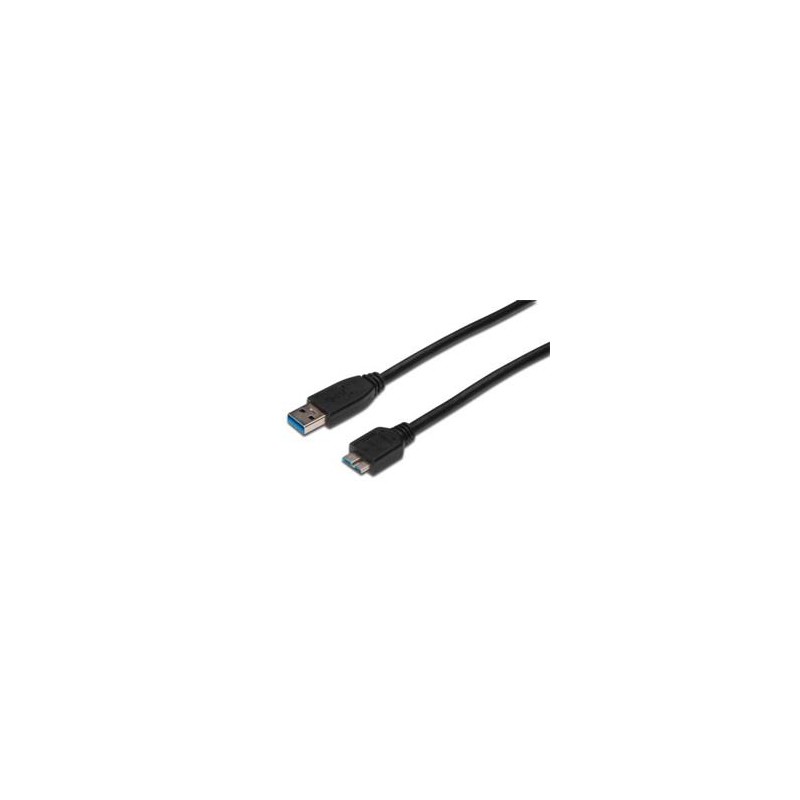 Digitus USB 3.0 kabel, USB A - Micro USB B, M / M, 1 m,UL, bl