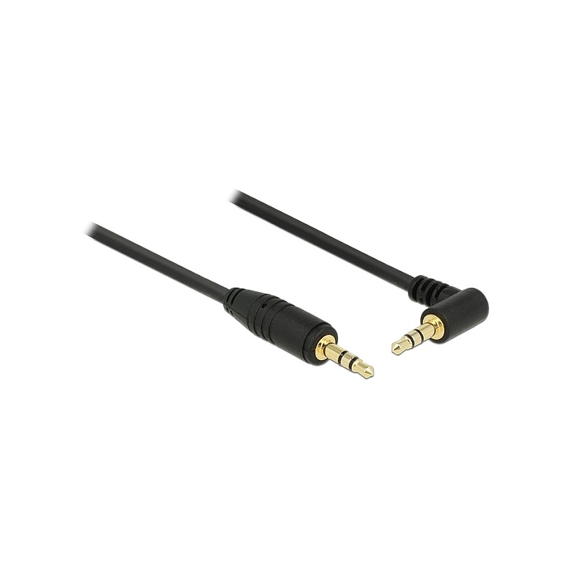 Delock Stereo Jack Cable 3.5 mm 3 pin male male angled 1 m black