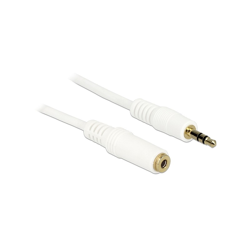 Delock Stereo Jack Extension Cable 3.5 mm 3 pin male female 1 m white