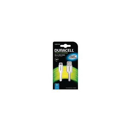 Duracell - napájecí a synchronizační kabel pro Micro USB zařízení 1m - bílý