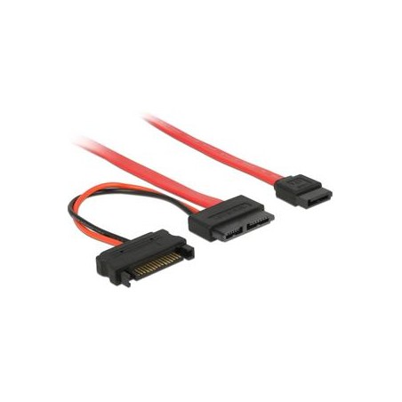 Delock kabel Slim SATA samice SATA 7 pin + SATA 15 pin 5 V 30 cm