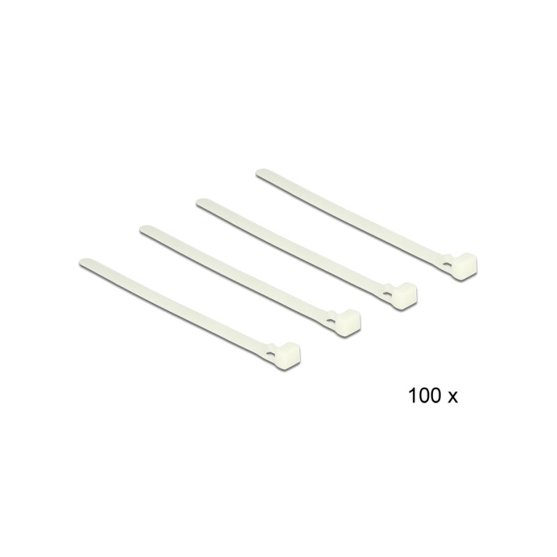 Delock vícekrát použitelné stahovací pásky bílé L 150 x W 7.2 mm 100 kusů