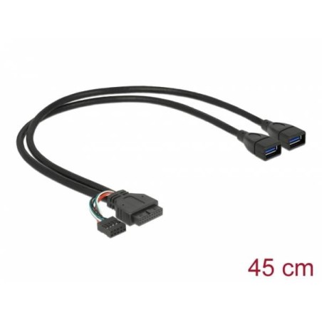 Delock kabel USB 3.0 pin konektor samice + USB 2.0 pin konektor samice 2 x USB 3.0 A samice 45 cm