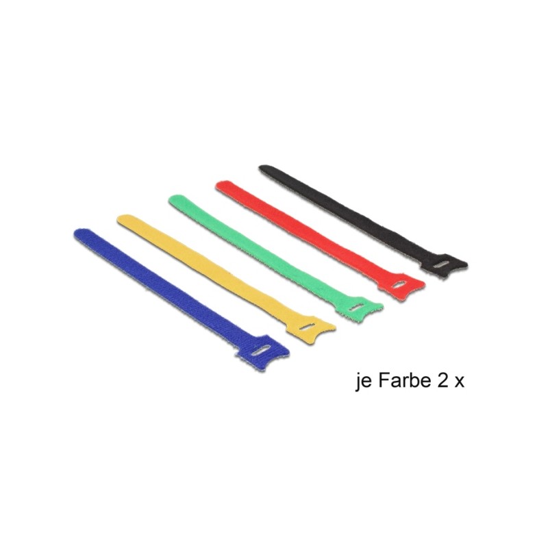 Delock deset kusů barevných vázacích pásky na suchý zip L 200 x W 12 mm
