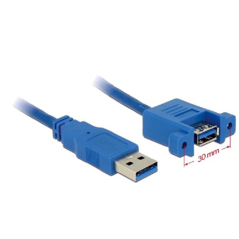 Delock kabel USB 3.0 Type-A samec USB 3.0 Type-A samice přišroubovatelná 1 m