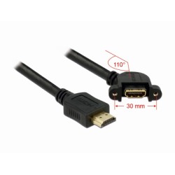 Delock kabel HDMI A samec HDMI A samice přišroubovatelná 110° nahnutá 1 m