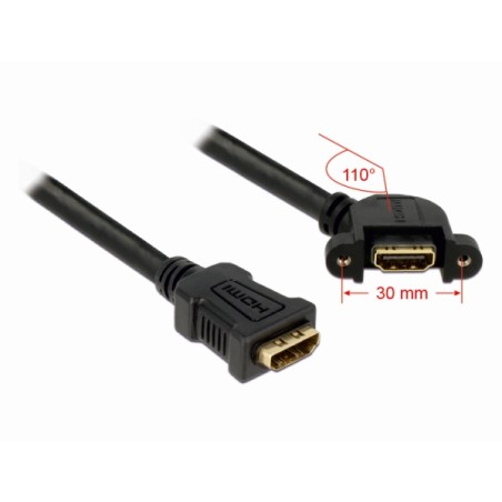 Delock Cable HDMI A samice HDMI A samice přišroubovatelná 110° nahnutá 25 cm