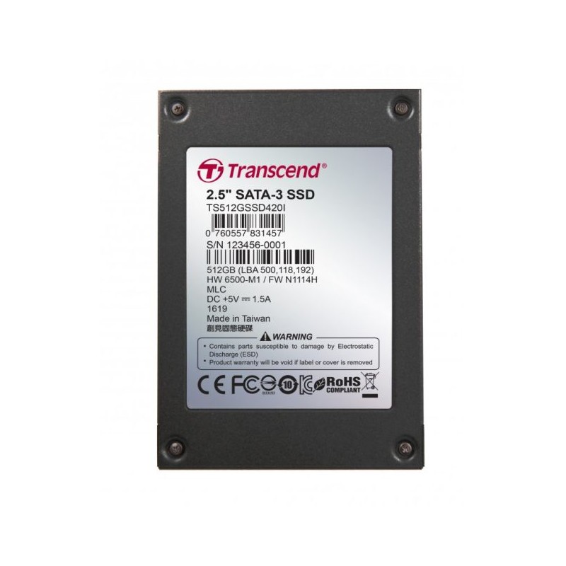TRANSCEND SSD420I 512GB Industrial SSD disk2.5" SATA3, MLC, Ind., Iron case, černý