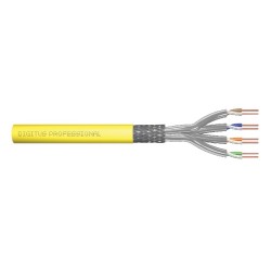 DIGITUS Instalační kabel CAT 7A S-FTP, 1500 MHz Dca (EN 50575), AWG 22/1, 1 000 m buben, simplex, barva žlutá