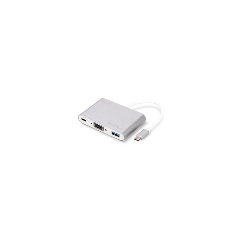 Digitus USB Typ C Multi Adaptér VGA, s 1 USB portem Typu C pro PD, 1 USB 3.0 port Chipset: VL100/VL210/IT6513