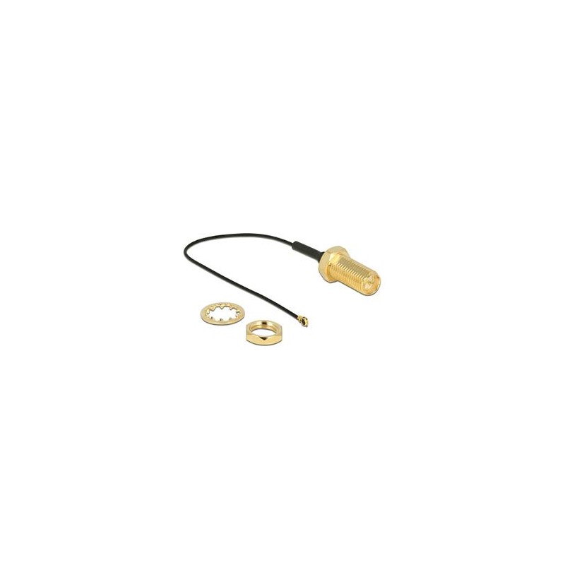 Delock Antenna Cable RP-SMA Jack Bulkhead MHF IV/ HSC MXHP32 compatible plug 100 mm 0.81 thread length 10 mm