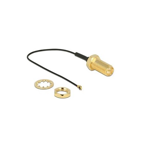 Delock Antenna Cable RP-SMA Jack Bulkhead MHF IV/ HSC MXHP32 compatible plug 100 mm 0.81 thread length 10 mm