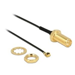 Delock Antenna Cable RP-SMA jack bulkhead MHF/ U.FL-LP-068 compatible plug 100 mm thread length 10 mm