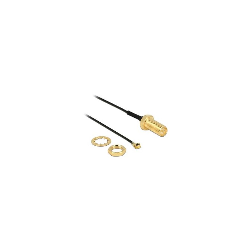 Delock Antenna Cable RP-SMA jack bulkhead MHF/ U.FL-LP-068 compatible plug 100 mm thread length 10 mm