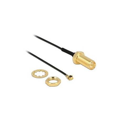Delock Antenna Cable RP-SMA jack bulkhead MHF/ U.FL-LP-068 compatible plug 100 mm thread length 10 mm