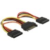 Delock Napájecí kabel SATA 15 pin samec 2 x Power SATA 15 pin samice 15 cm