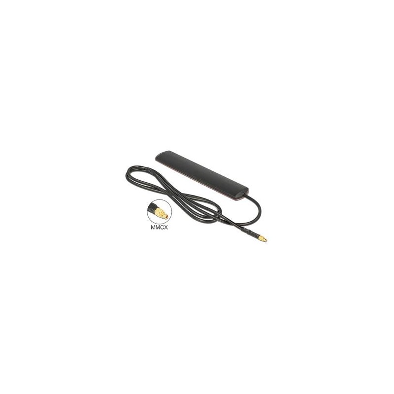 Delock LTE Antenna MMCX Plug 3 dBi omnidirectional fixed black adhesive mounting