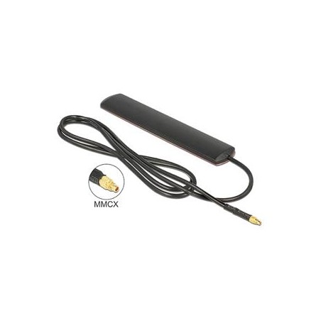 Delock LTE Antenna MMCX Plug 3 dBi omnidirectional fixed black adhesive mounting