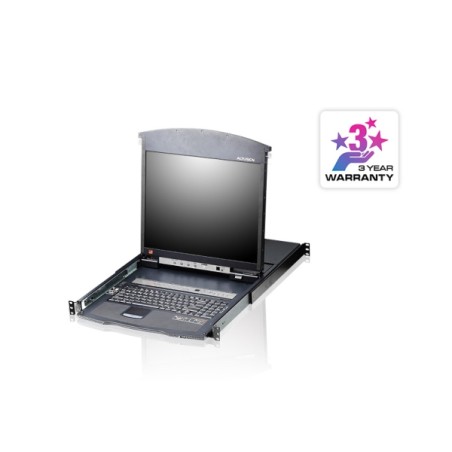 ATEN KL1516AM-AXA-AG 16P CAT-5 High Density Dual Rail LCD KVM SW 17INCH W/LED/Cable/USA KB/EU