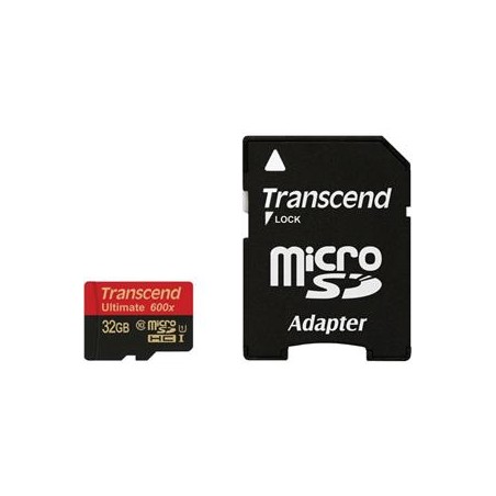 Transcend 32GB microSDHC (Class10) UHS-I 600x (Ultimate) MLC paměťová karta (s adaptérem)
