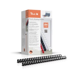 PEACH vazací hřbet 21 Rg A4 20mm černá, PB420-02, plast, 100ks
