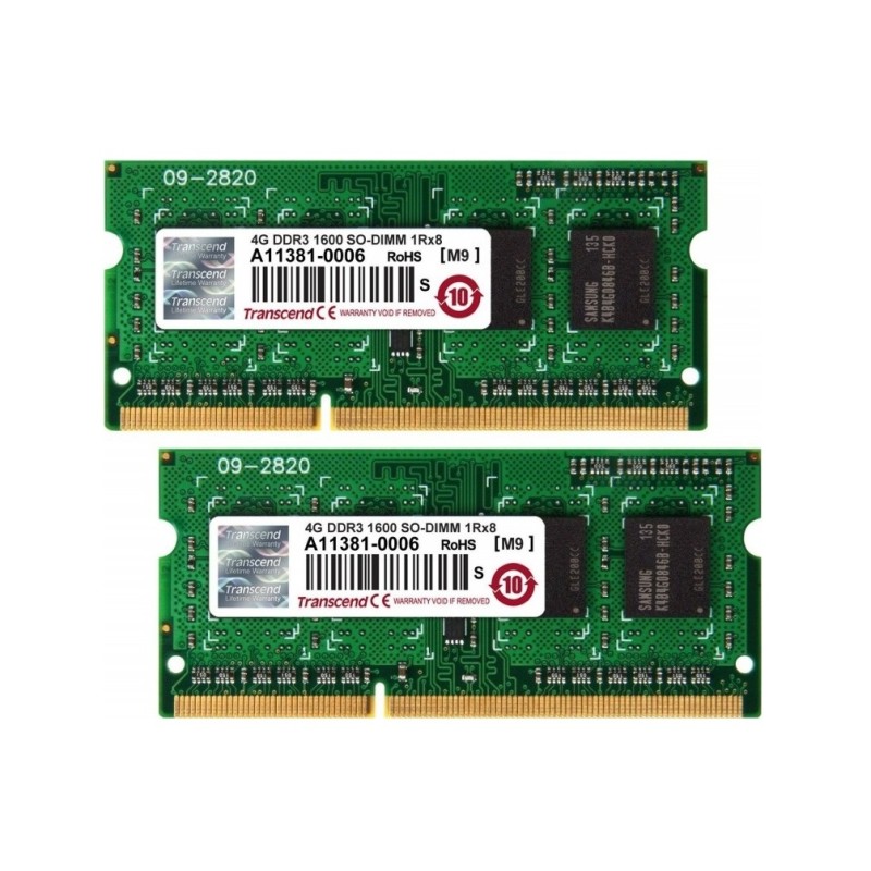 Transcend SODIMM DDR3 8GB KIT(4GBx2), 1600MHz 1Rx8 pro Apple iMac