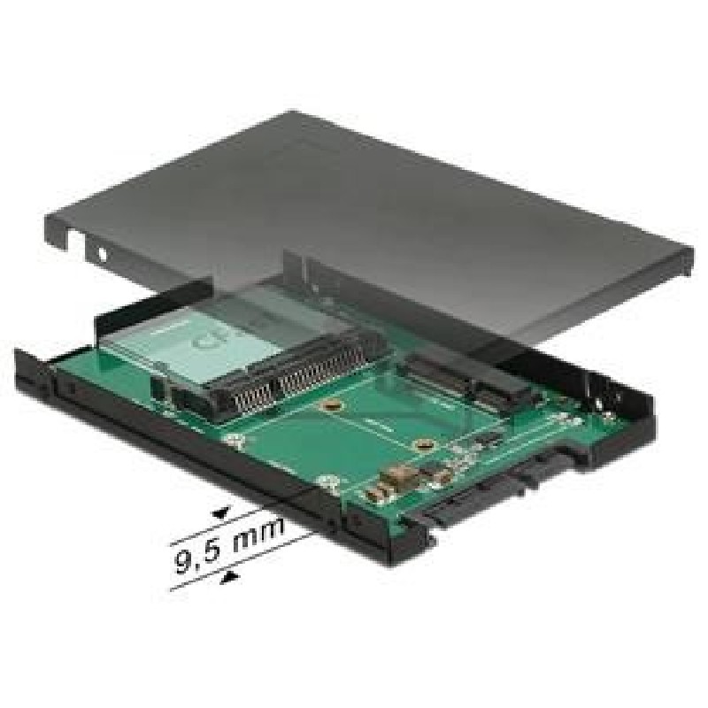 Delock 2.5” Převodník SATA 22 pin 1 x mSATA / 1 x CFast - 9,5 mm