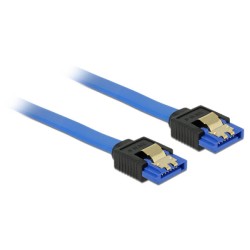 Delock Cable SATA 6 Gb/s receptacle straight SATA receptacle straight 20 cm blue with gold clips