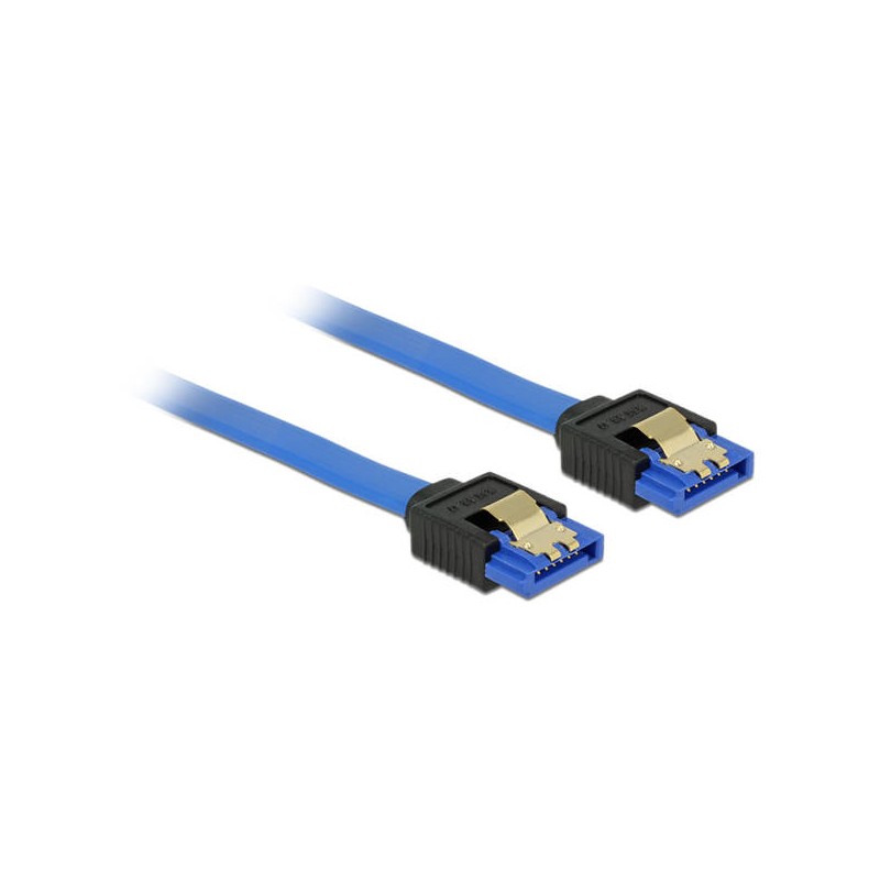 Delock Cable SATA 6 Gb/s receptacle straight SATA receptacle straight 30 cm blue with gold clips