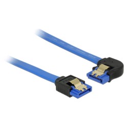 Delock Cable SATA 6 Gb/s receptacle straight SATA receptacle left angled 50 cm blue with gold clips