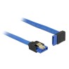 Delock Cable SATA 6 Gb/s receptacle straight SATA receptacle upwards angled 20 cm blue with gold clips