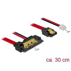 Delock Kabel SATA 6 Gb/s 7 pin samice + 2 pin napájecí samice SATA 22 pin samice přímý (5 V) kovový 30 cm