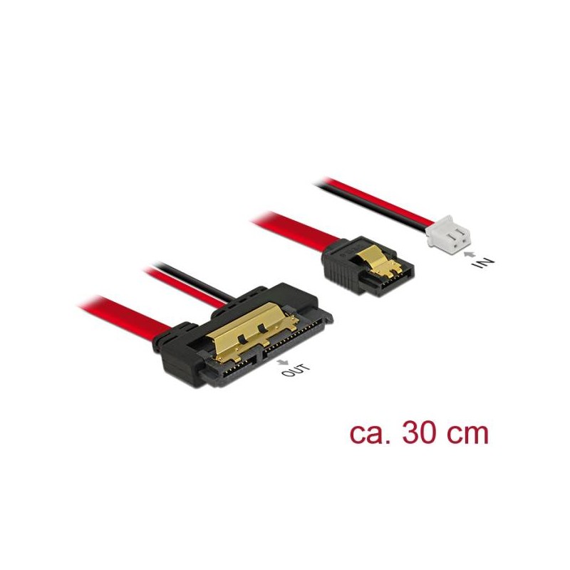 Delock Kabel SATA 6 Gb/s 7 pin samice + 2 pin napájecí samice SATA 22 pin samice přímý (5 V) kovový 30 cm