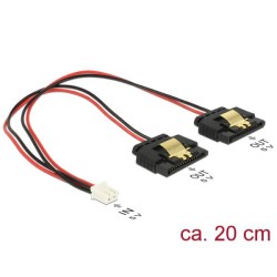 Delock Napájecí kabel 2 pin samice 2 x SATA 15 pin samice (5 V) kovová spona 20 cm