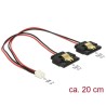 Delock Napájecí kabel 2 pin samice 2 x SATA 15 pin samice (5 V) kovová spona 20 cm