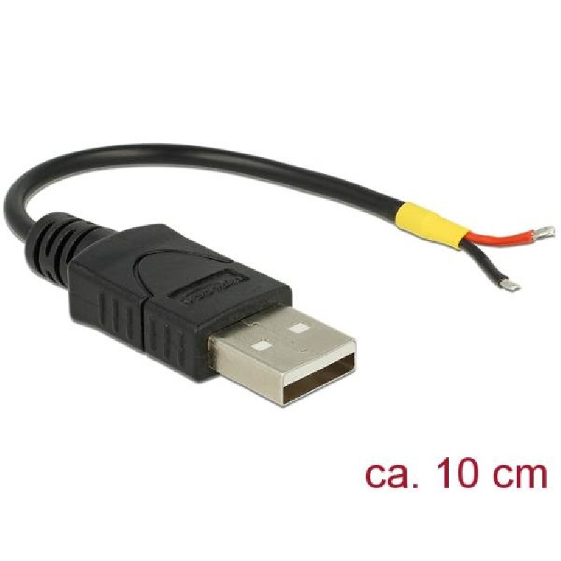 Delock Kabel USB 2.0 Typ-A samec 2 x dráty bez konektoru 10 cm