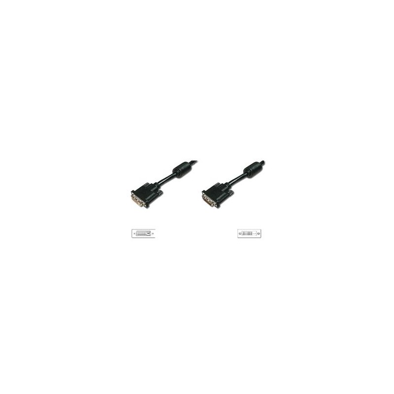 Digitus Prodlužovací kabel DVI, DVI (24 + 1), 2x ferit M / F, 5,0 m, DVI-D Dual Link, bl
