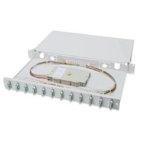 Digitus Fiber Optic Sliding Splice Box, 1U, Equipped 12x SC duplex, incl. M 25 Screw, Splice Cassette Color Pigtails OM3