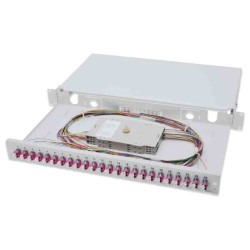 Digitus Fiber Optic Sliding Splice Box, 1U, Equipped 24x LC duplex, incl. M 25 Screw, Splice Cassette Color Pigtails OM4
