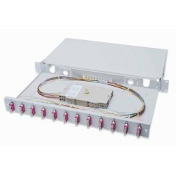Digitus Fiber Optic Sliding Splice Box, 1U, Equipped 12x SC duplex, incl. M 25 Screw, Splice Cassette Color Pigtails OM4