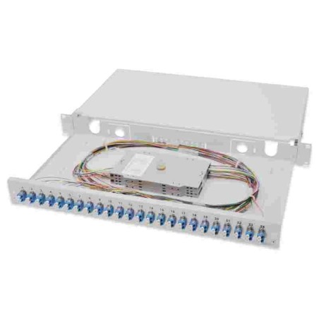 Digitus Fiber Optic Sliding Splice Box, 1U, Equipped 24x LC duplex, incl. M 25 Screw, Splice Cassette Singlemode OS2, Color