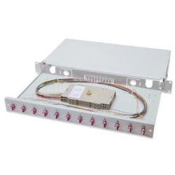 Digitus Fiber Optic Sliding Splice Box, 1U, Equipped 12x LC duplex, incl. M 25 Screw, Splice Cassette Color Pigtails OM4