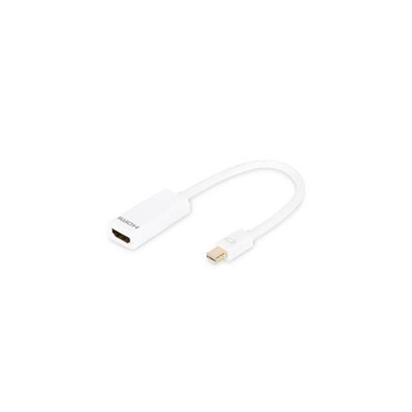 Digitus DisplayPort adapter cable, mini DP - HDMI type A M/F, 0.15m, DP 1.1a, CE, wh