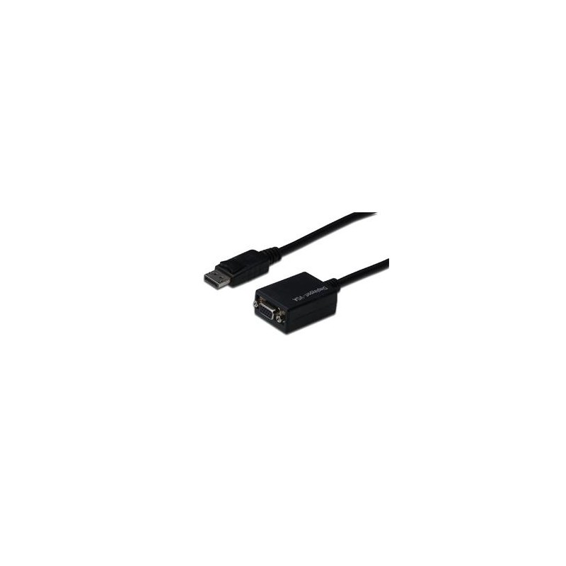 Digitus DisplayPort adapter cable, DP - HD15 M/F, 0.15m,w/interlock, DP 1.1a compatible, CE, bl